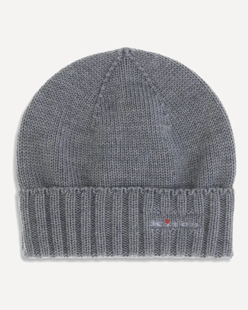 Kiton Wool beanie Hat Male Grey