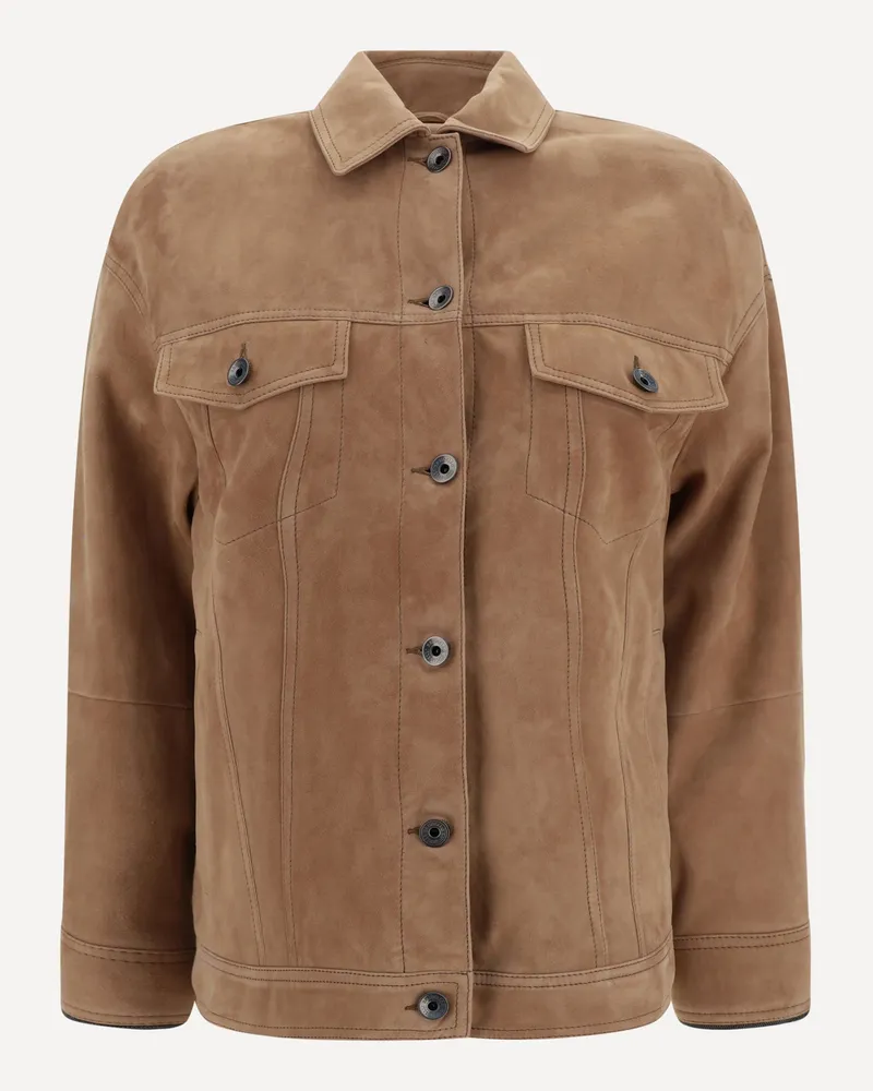 Brunello Cucinelli Suede leather Jacket Female Brown