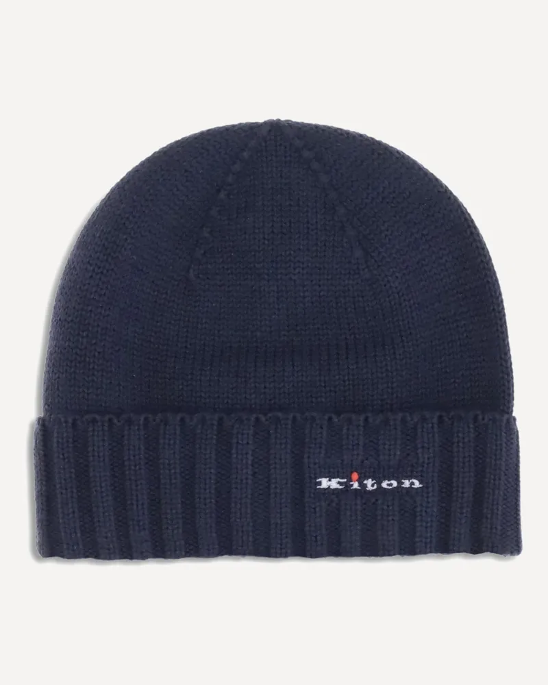 Kiton Wool beanie Hat Male Blue