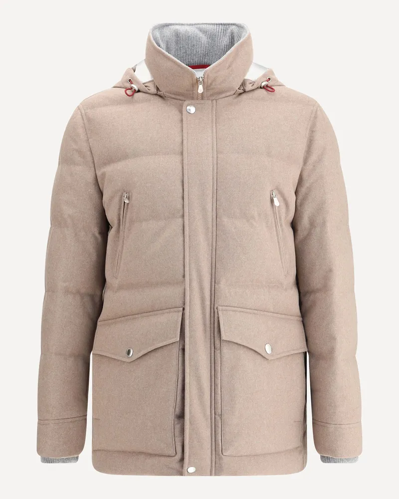 Brunello Cucinelli Cashmere Down Jacket Male Beige