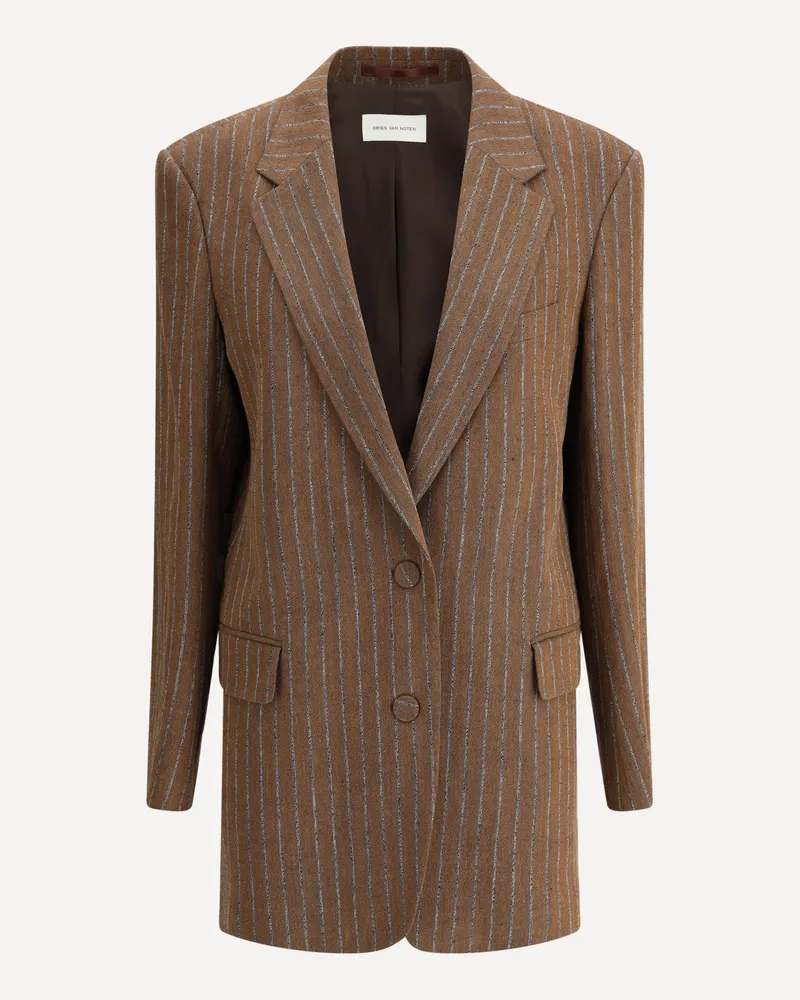 Dries van Noten Linen Pinstripe Blazer Female Brown