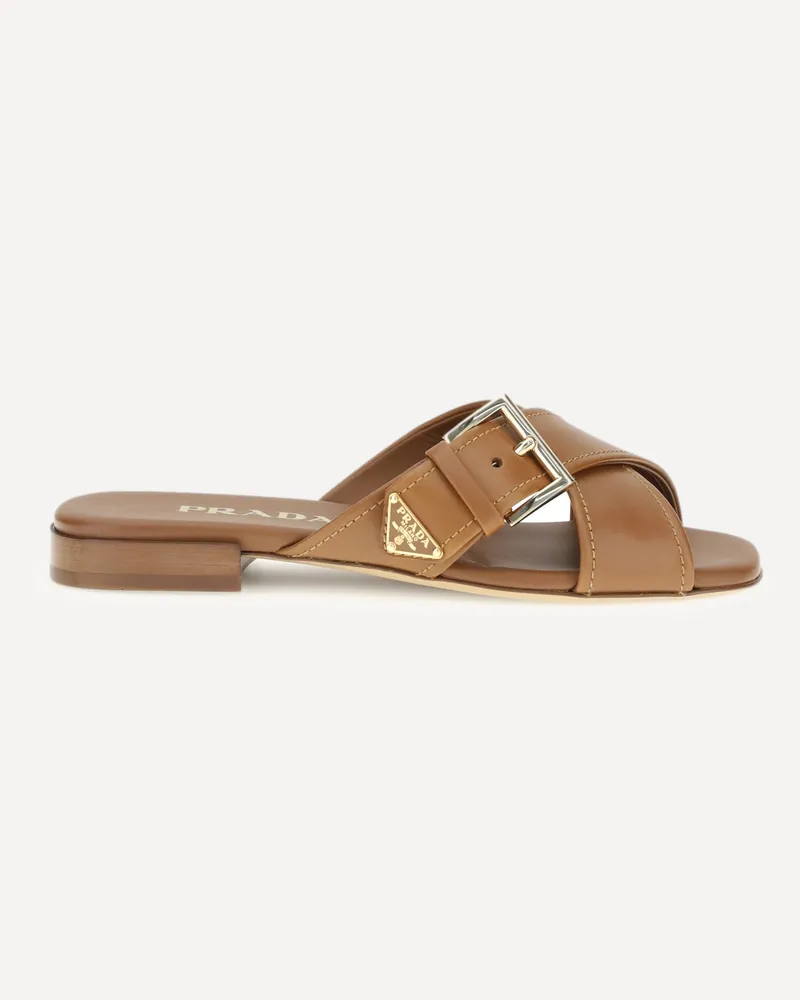 Prada Leather Sandals Female Brown