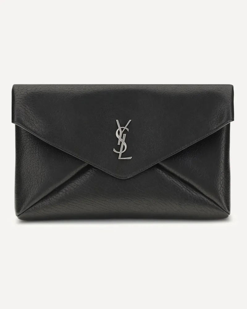 Saint Laurent Cassandre large envelope Clutch Bag Male Black