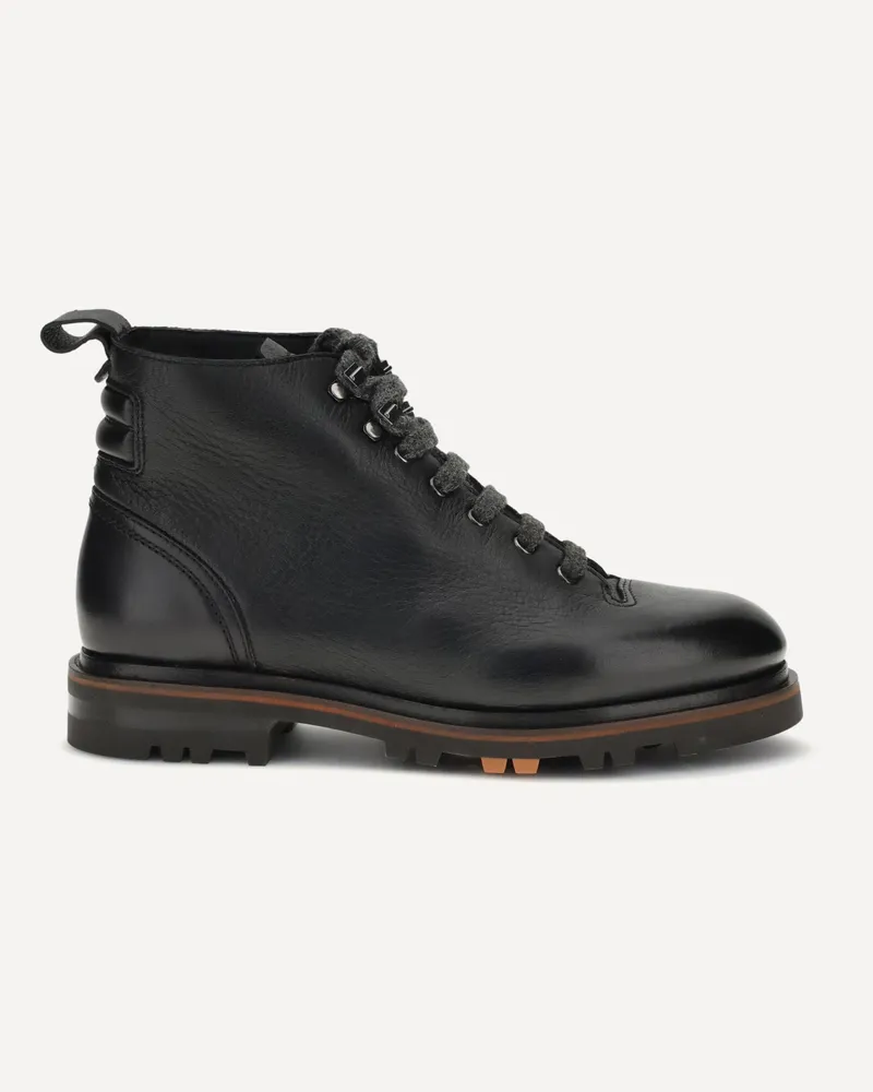Santoni Leather Ankle Boot Male Black