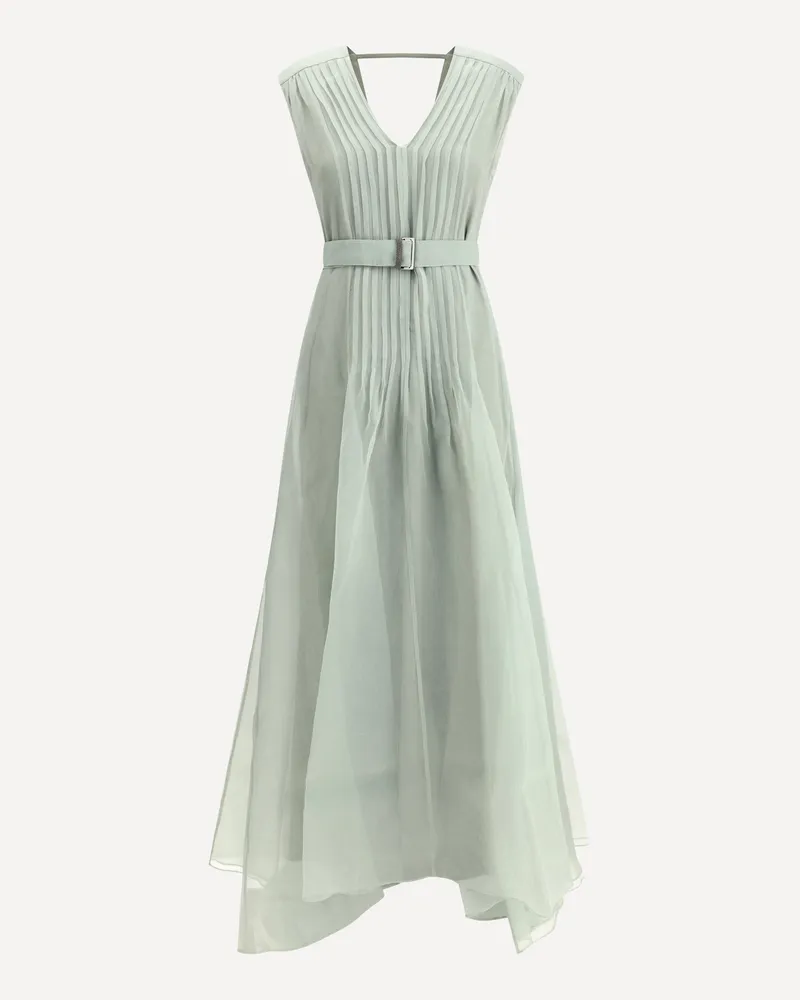 Brunello Cucinelli Silk Long Dress Female Green