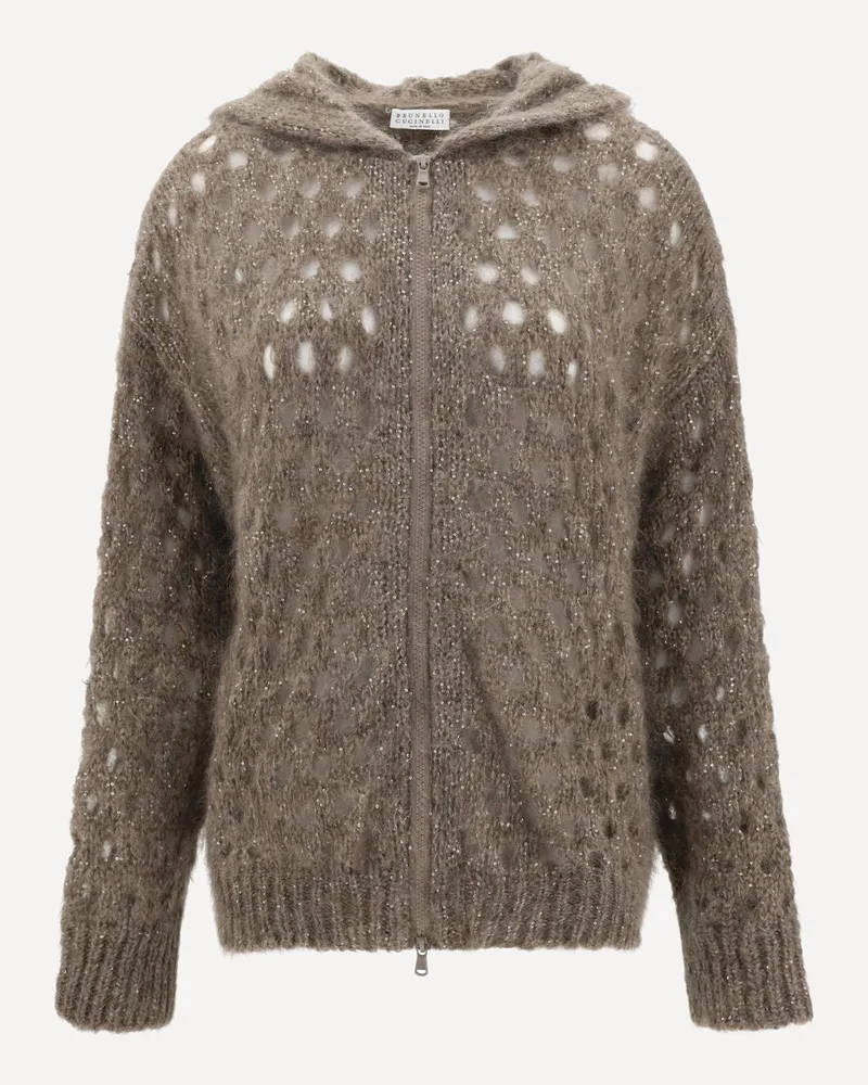 Brunello Cucinelli Perforated wool Cardigan Female Beige