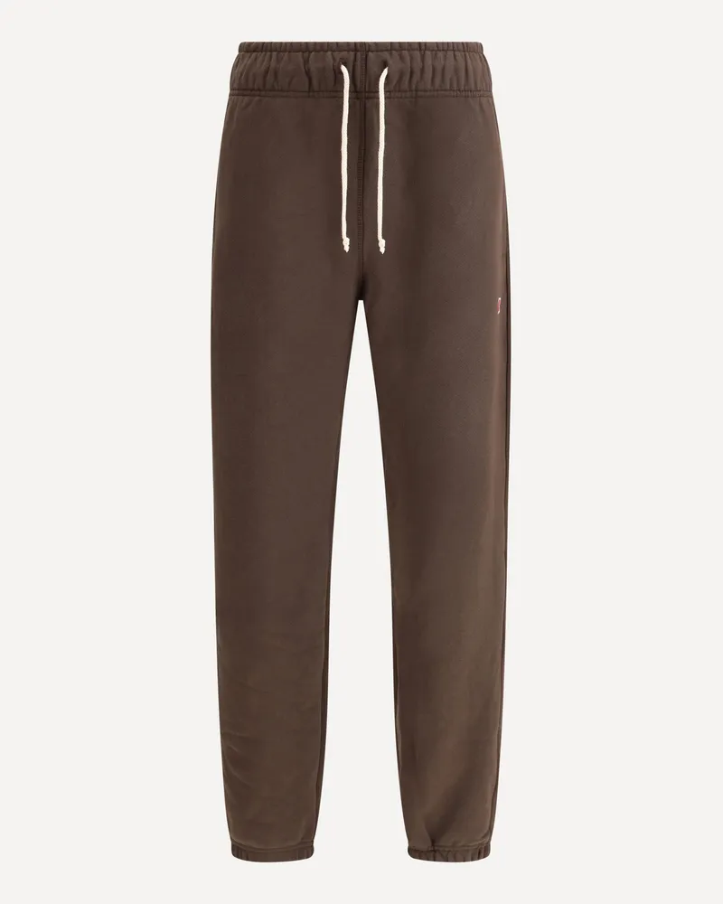 New Balance Elastic-waistband logo-patch track Pants Male Brown