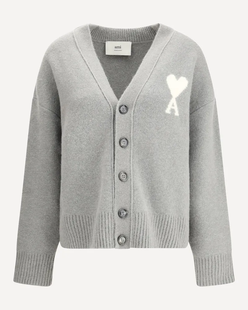 AMI Paris Alpaca Ami de Coeur Cardigan Female Grey