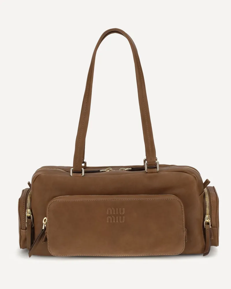 Miu Miu Suede Shoulder Bag Female Brown