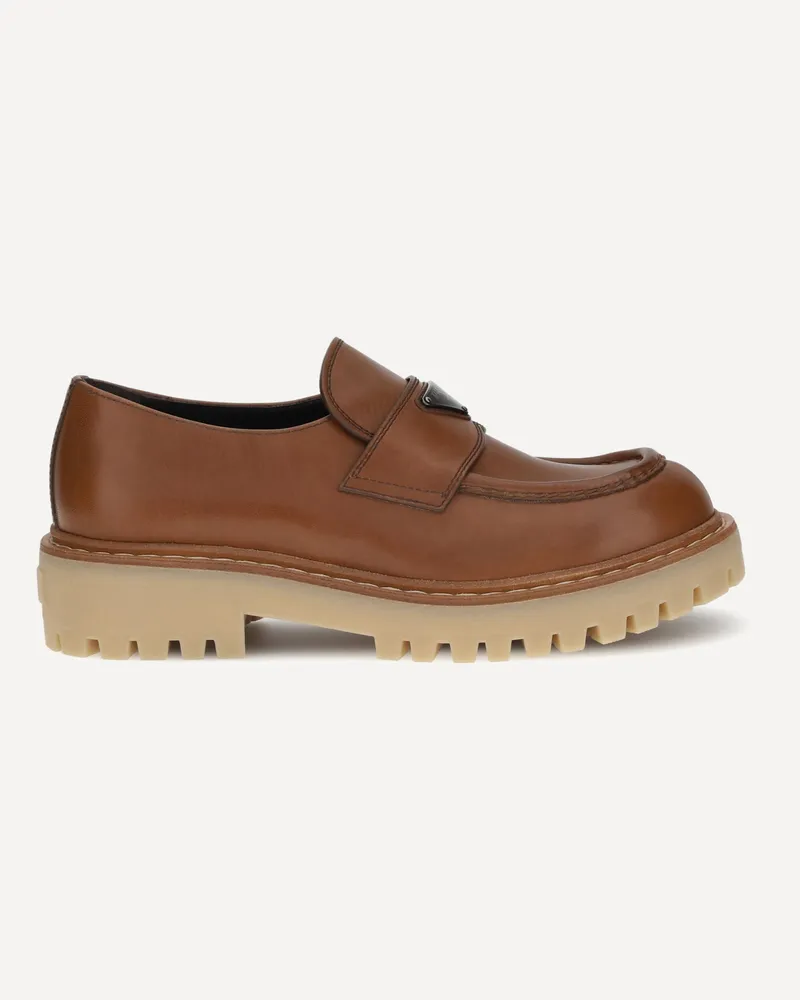 Prada Leather Loafers Male Brown