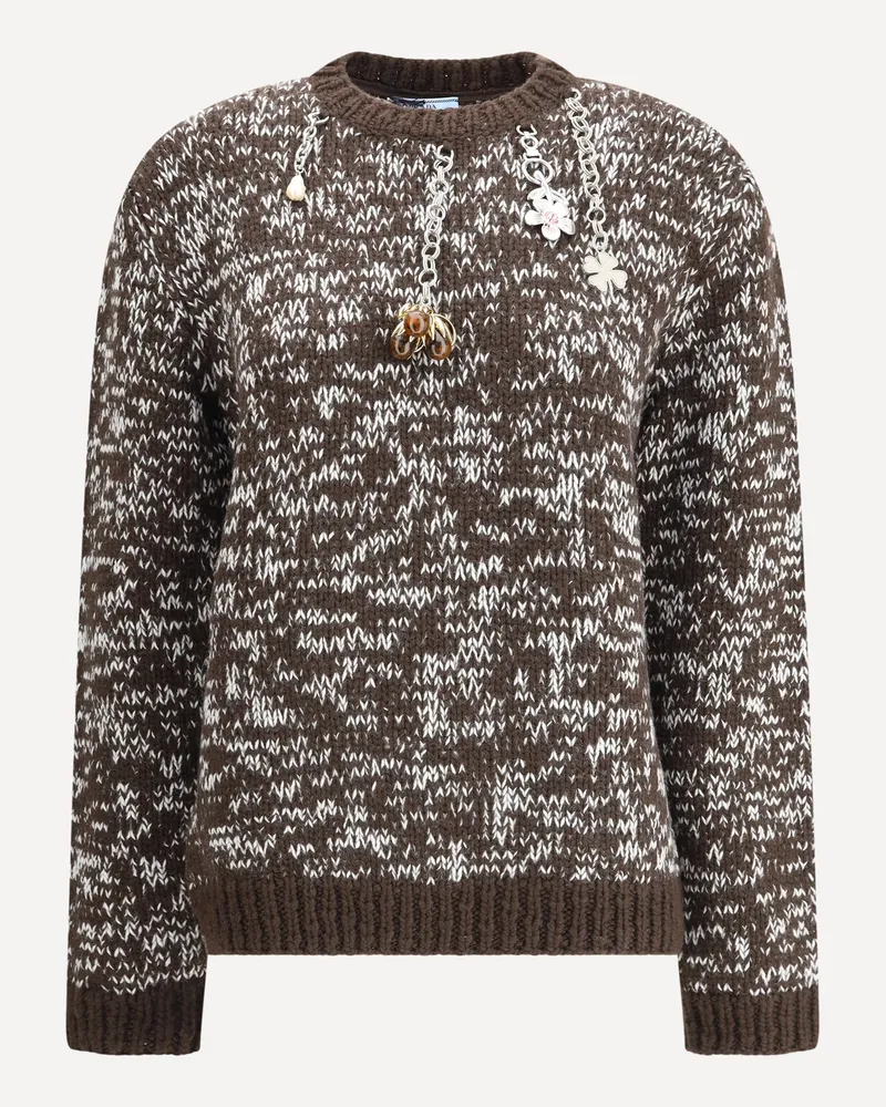 Prada Charm-embellishment Sweate Female Brown