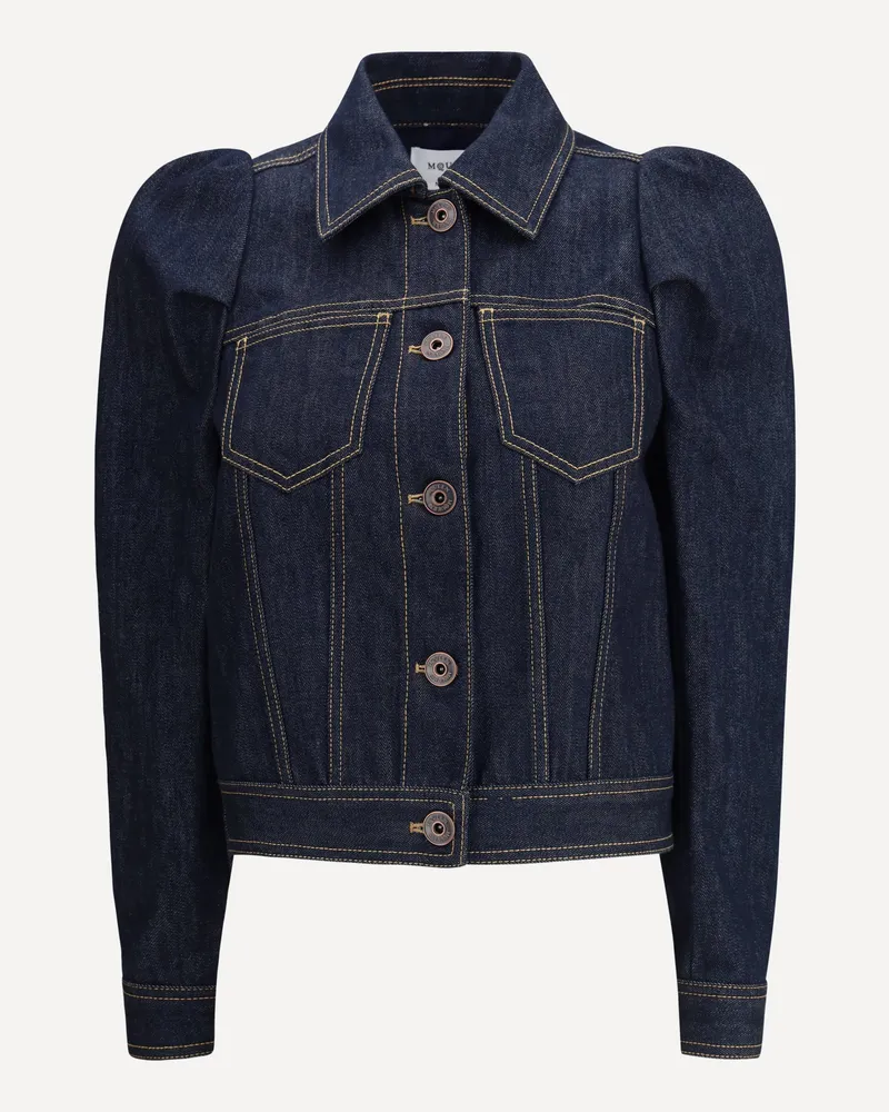 Alexander McQueen Denim Jacket with pointed shoulders Female Blue