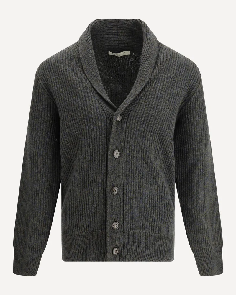 Brooksfield Virgin Wool Shawl-Collar Cardigan Male Green