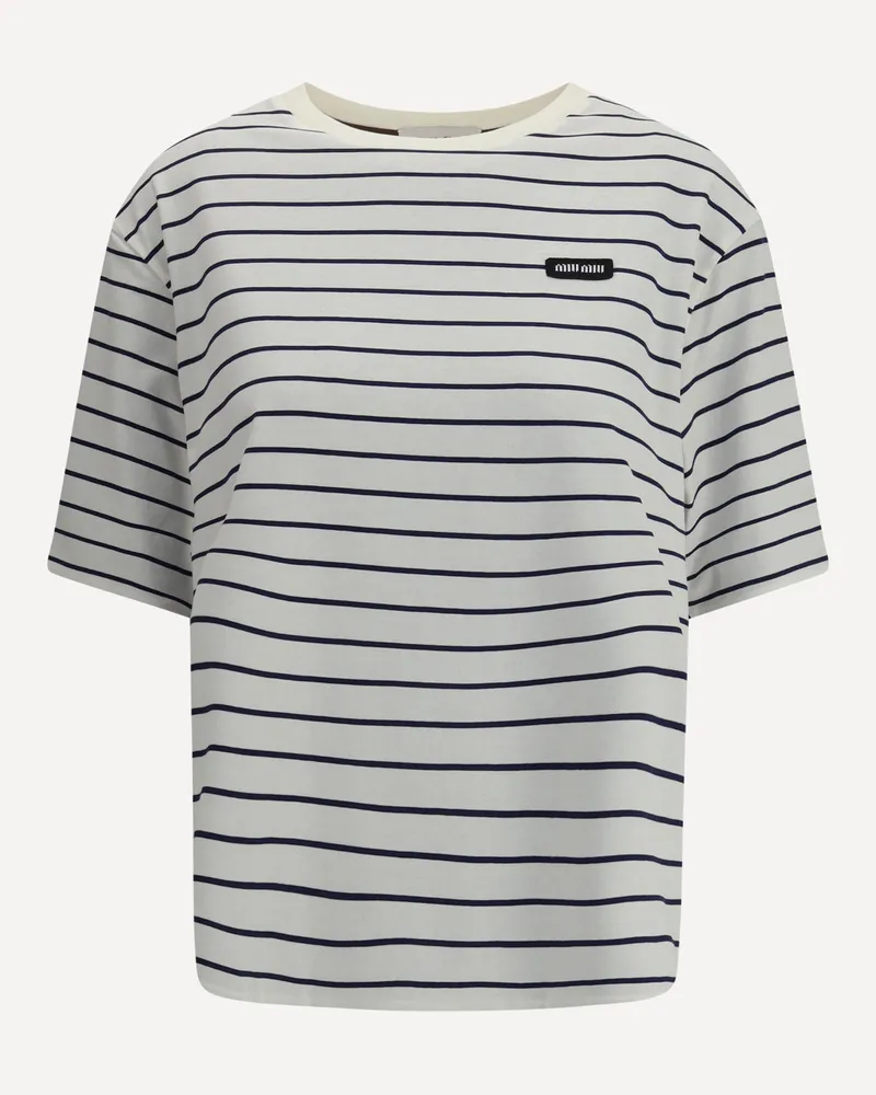 Miu Miu Striped T-Shirt Female White