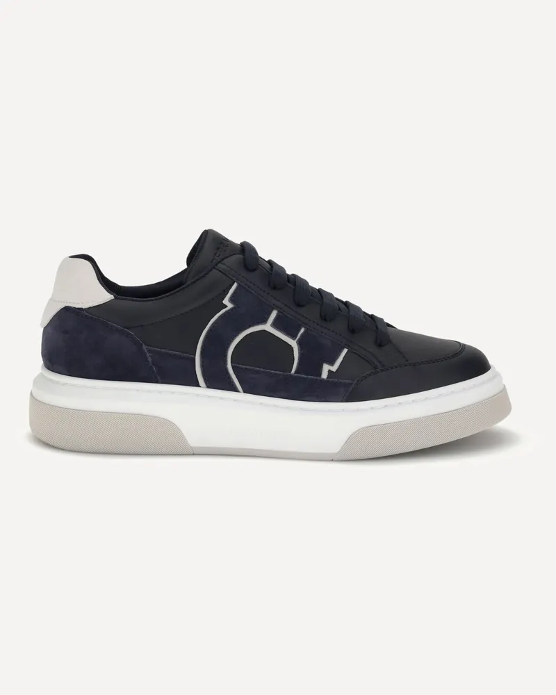 Ferragamo Gancini leather Sneakers Male Blue