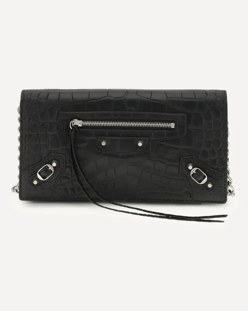 Balenciaga Crocodile Effect Shoulder Bag Female Black