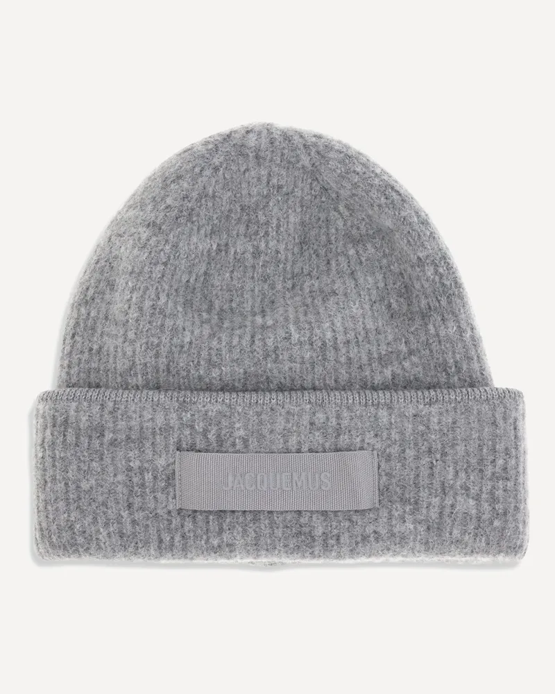 Jacquemus Gros Grain Ribbed Beanie Female Grey