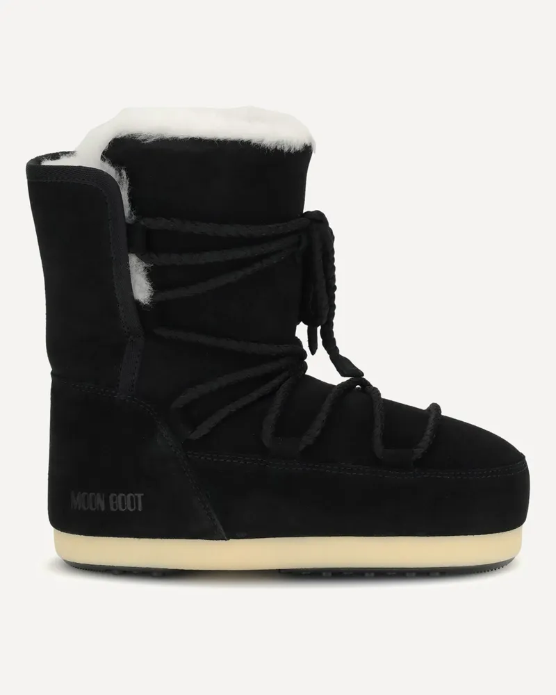Moon Boot Suede and shearling Ankle Boots Female Black