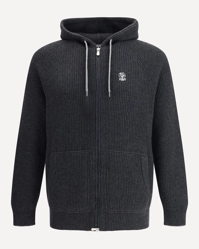 Brunello Cucinelli Cashmere Hoodie Male Black