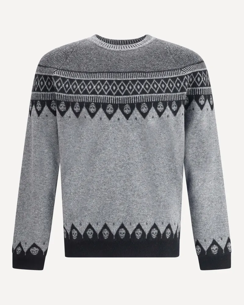 Alexander McQueen Jacquard pattern with skulls Sweater Male Grey