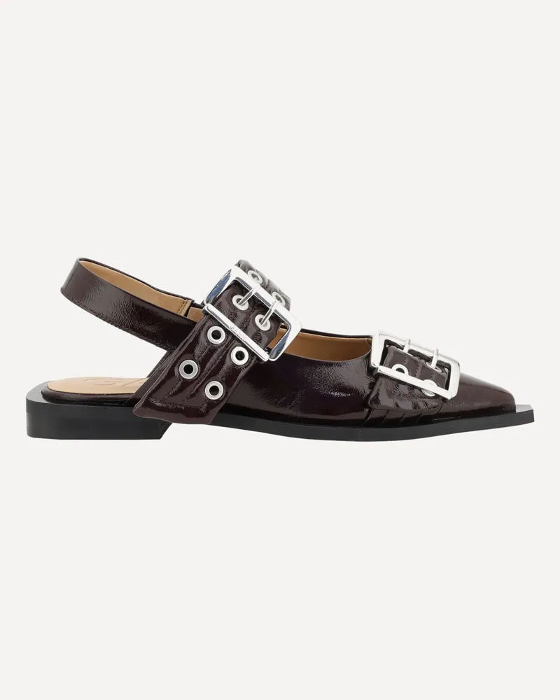 Ganni Buckle Ballerinas Female Brown