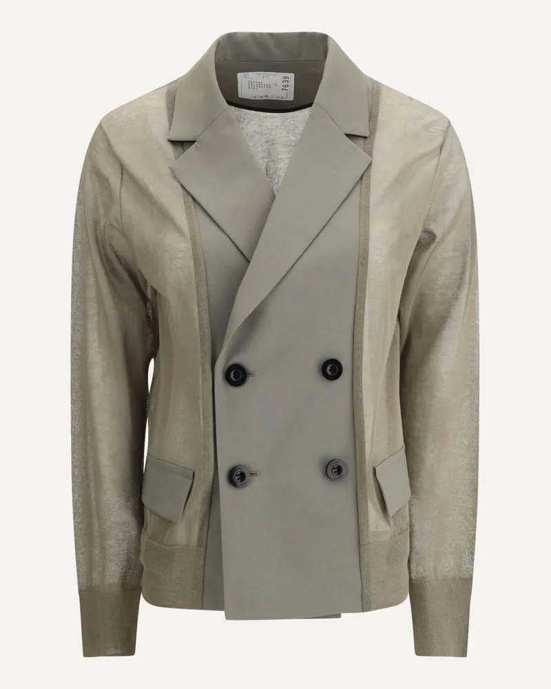 Sacai Semi-transparent Blazer Jacket Female Khaki