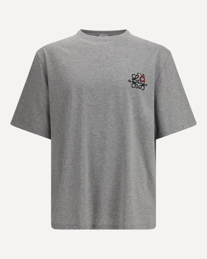 Loewe Anagram Chest Embroidery T-Shirt with a triangle motif with a single-eye design Male Grey