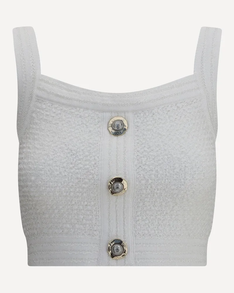 Balmain Tweed crop Top Female White