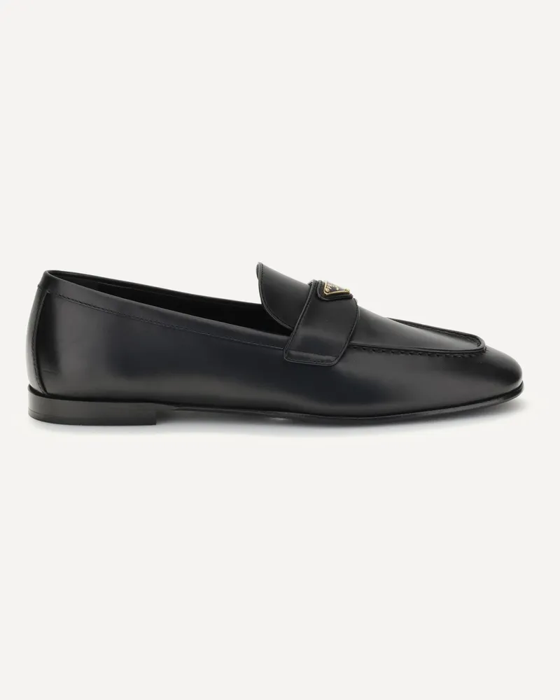 Prada Leather Loafers Female Black