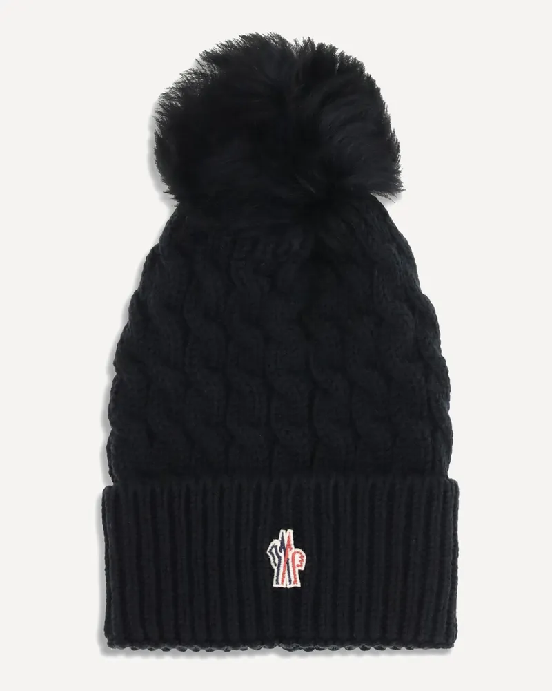 Moncler Beanie Hat with ponpon Female Black