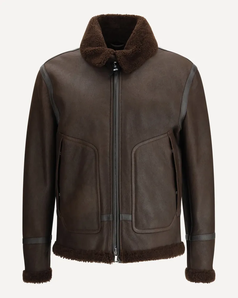 Valstar Coburn aviator Jacket in waxed suede shearling Male Brown