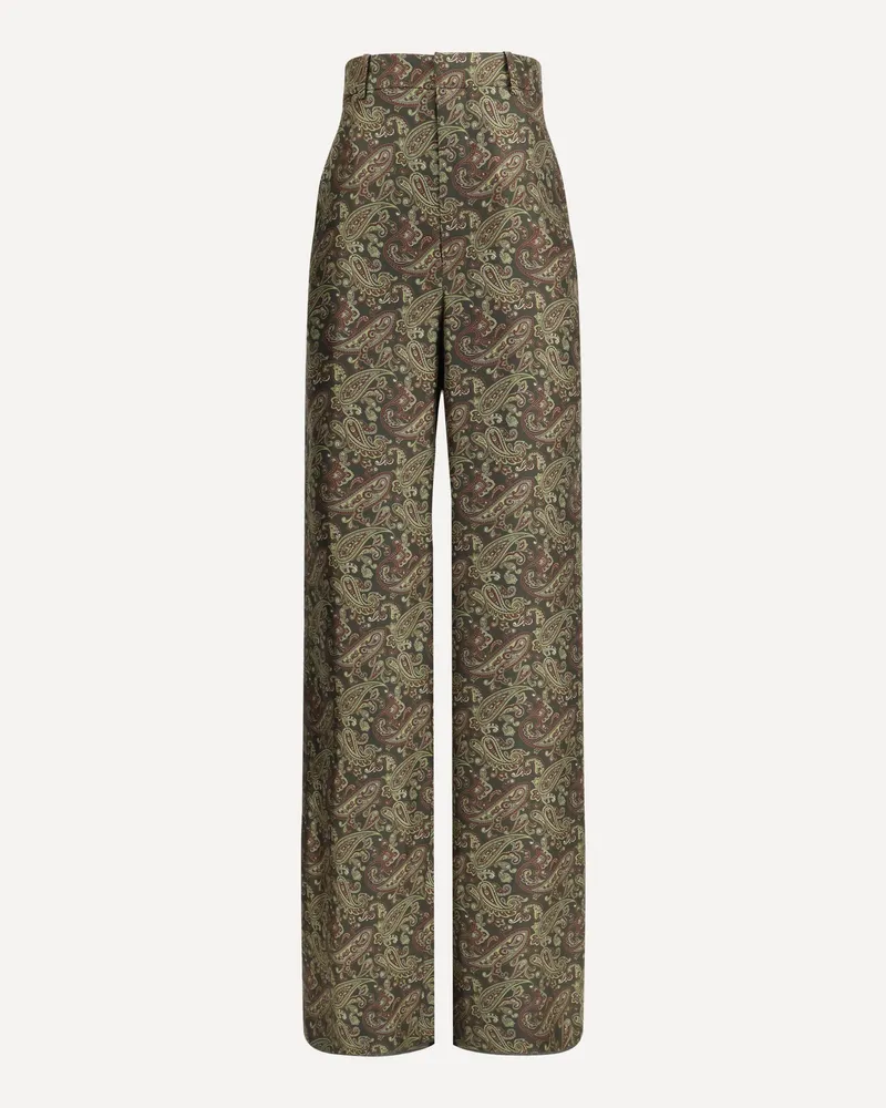 Saint Laurent Paisley patterned silk Pants Female Multicolour