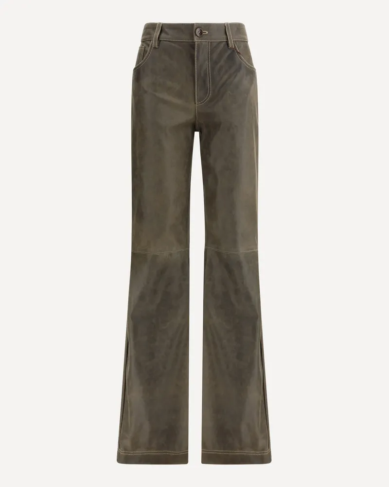 Etro Leather Pants Female Brown