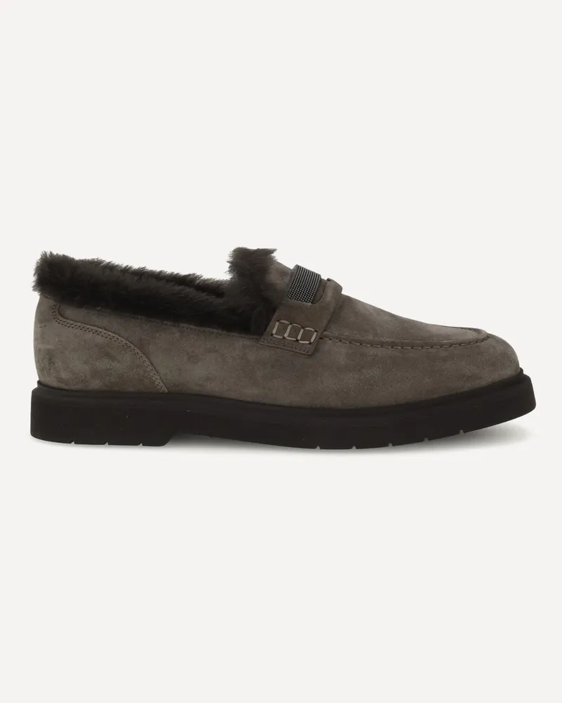 Brunello Cucinelli Furry Loafers Female Brown