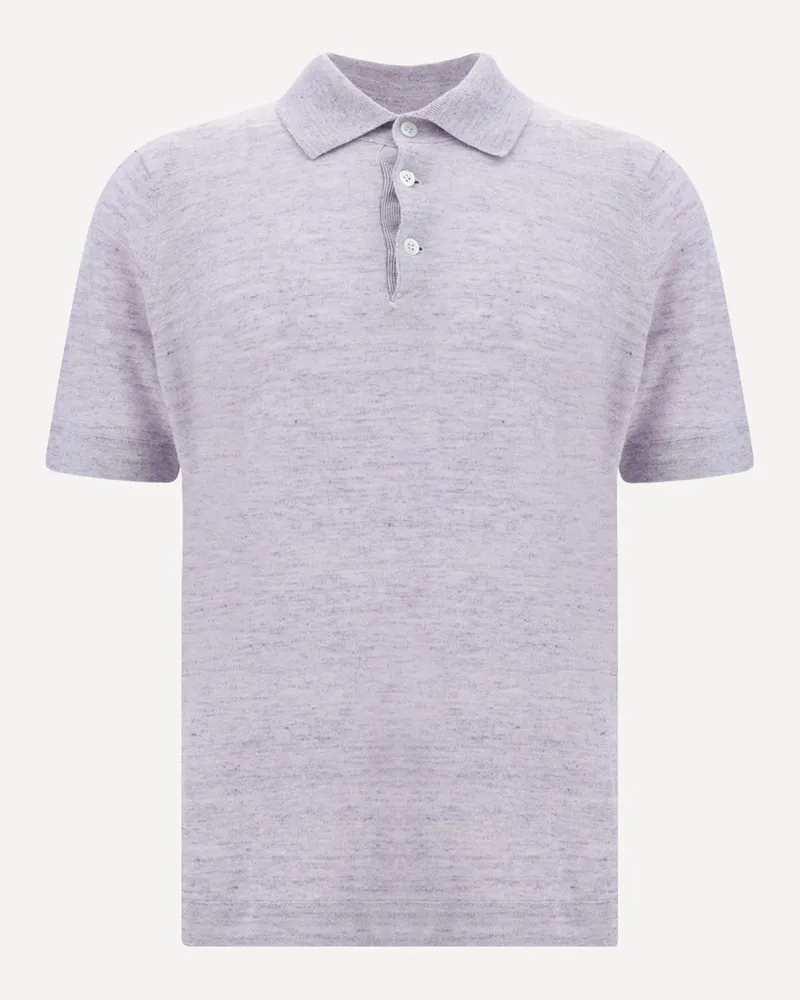 Brunello Cucinelli Linen Polo Shirt Male Purple