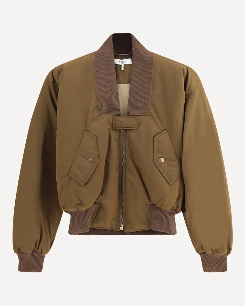 Chloé Nylon Bomber Jacket Female Brown