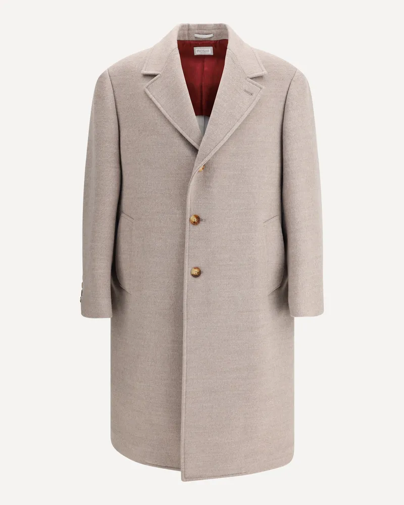 Brunello Cucinelli Wool Coat Male Beige