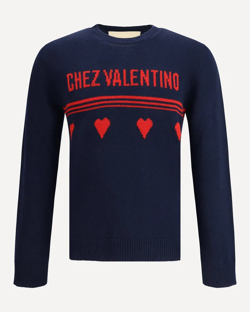 Valentino Garavani Chez Valentino Wool Sweater Male Blue
