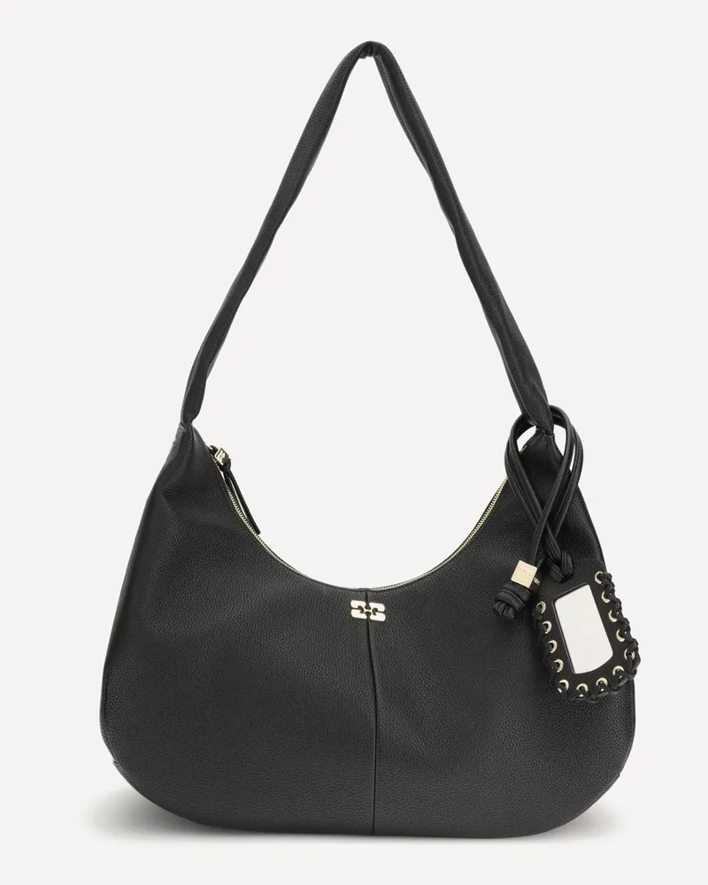 Ganni Leather hobo Shoulder Bag Female Black