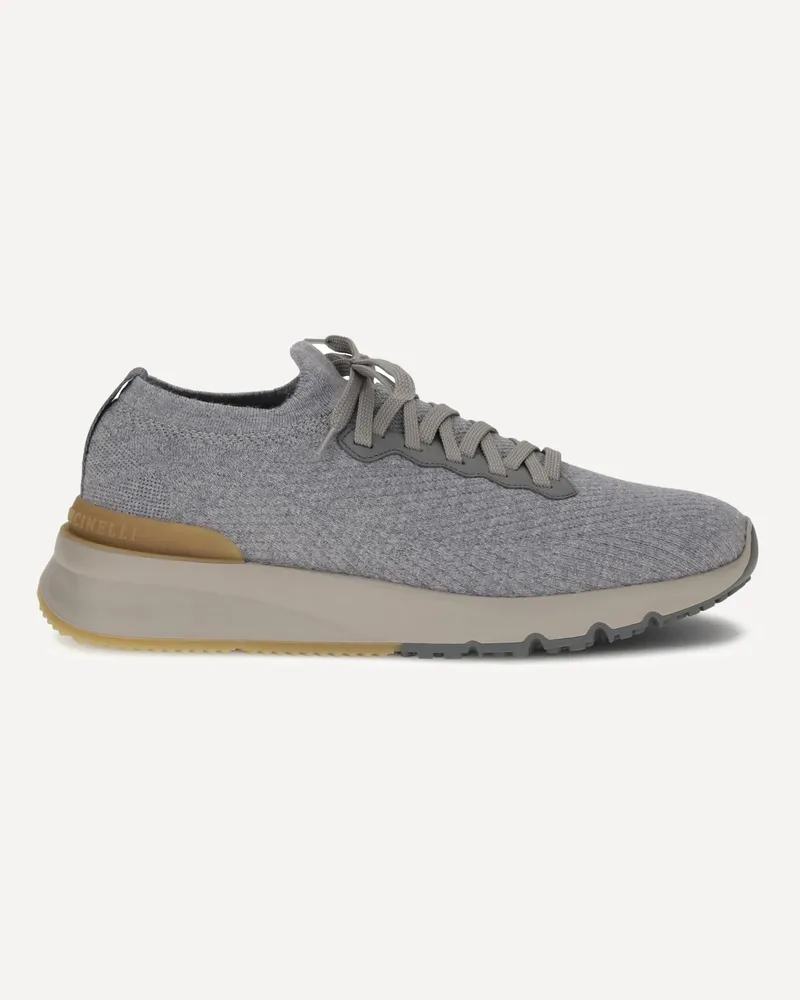 Brunello Cucinelli Wool Sneakers Male Grey