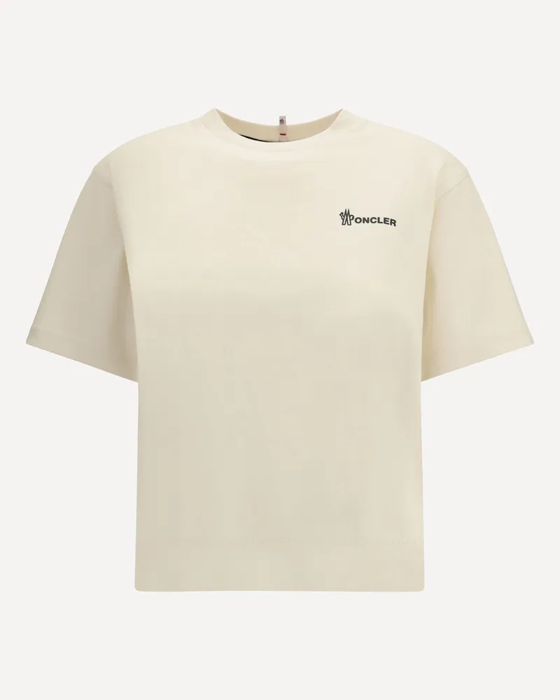 Moncler Cotton T-shirt with embossed logo Female Cream