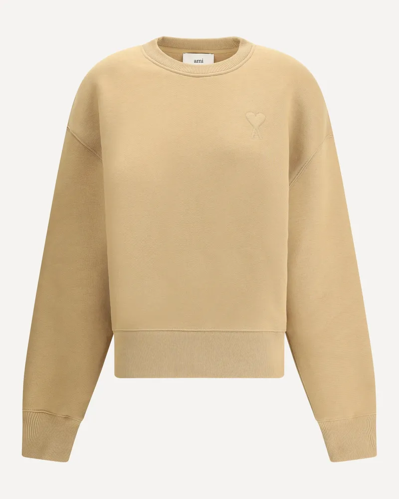 AMI Paris Ami De Coeur Embosse Sweatshirt Female Beige