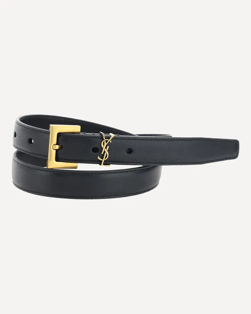 Saint Laurent Cassandre slim Belt Female Black