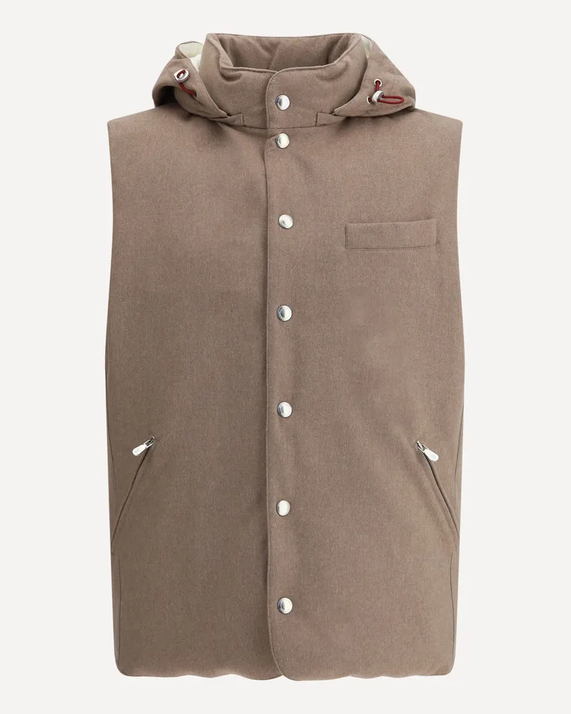 Brunello Cucinelli Wool Down Vest Male Brown