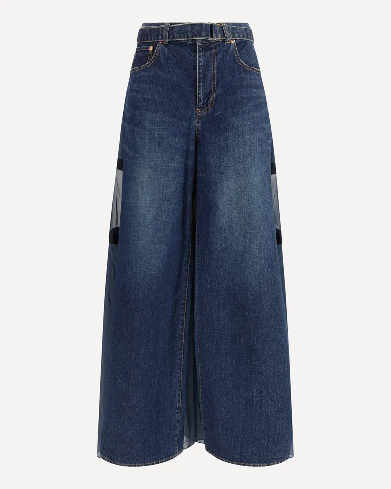 Sacai Denim Pants with liner back Female Blue