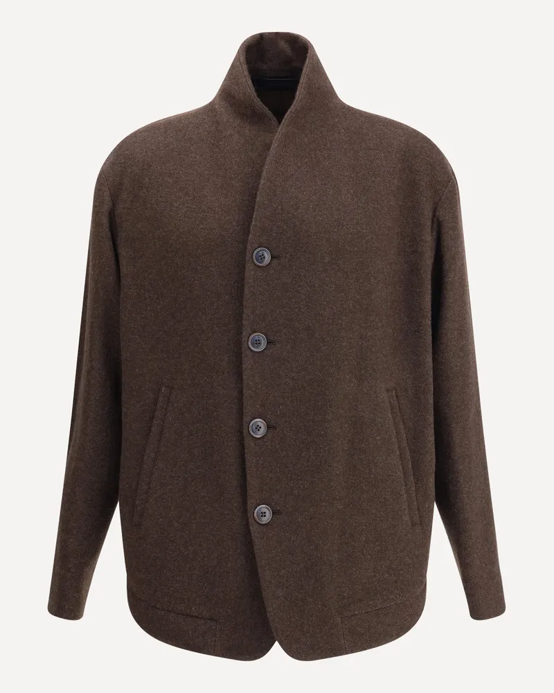 Giorgio Armani Wool Jacket Male Brown