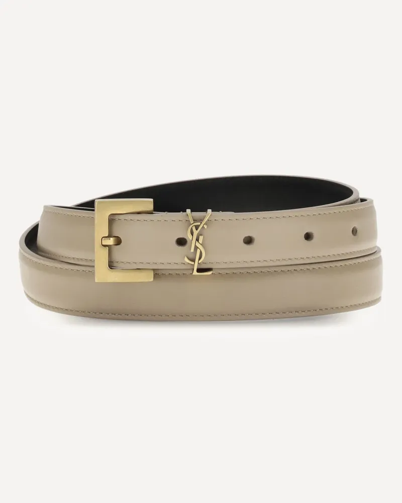 Saint Laurent Cassandre slim Belt Female Beige