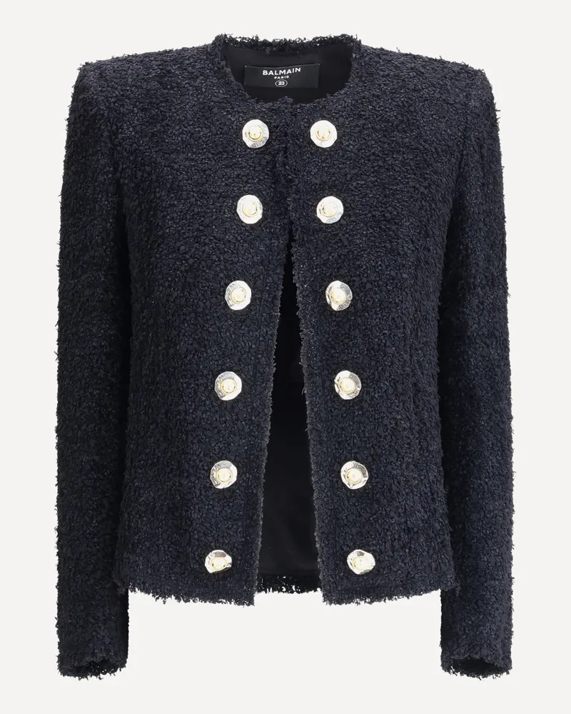 Balmain Tweed Spencer Jacket Female Black