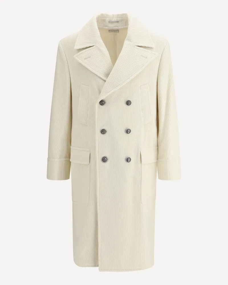 Brunello Cucinelli Ribbed cashmere Coat Male Cream