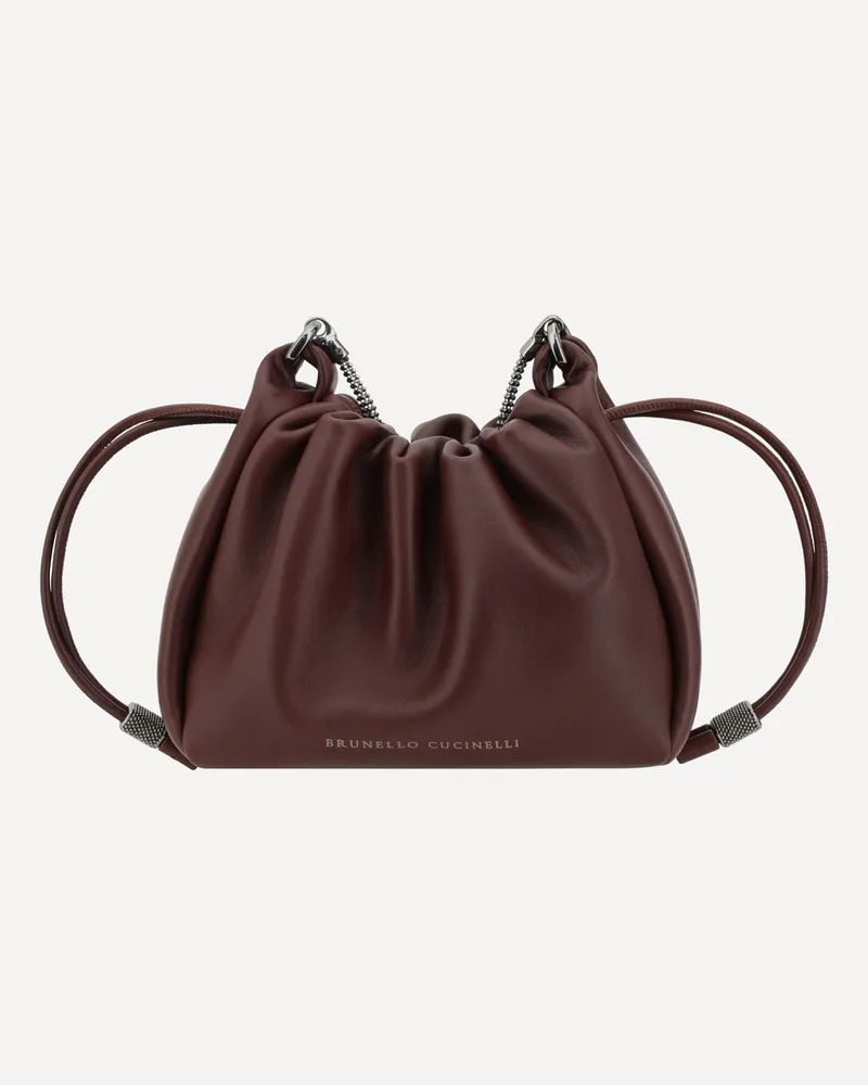 Brunello Cucinelli Bucket Mellow mini Shoulder Bag Female Bordeaux